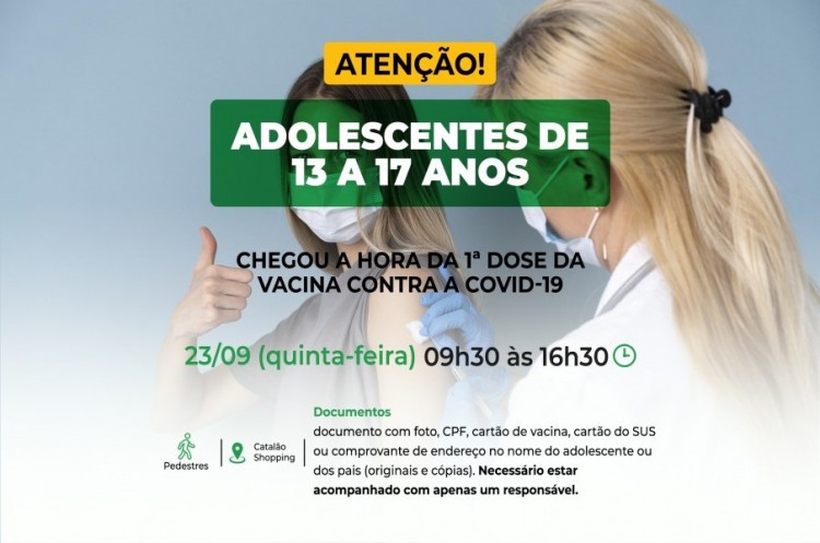 Covid-19: Catalão seguirá vacinando jovens de 13 a 17 anos 