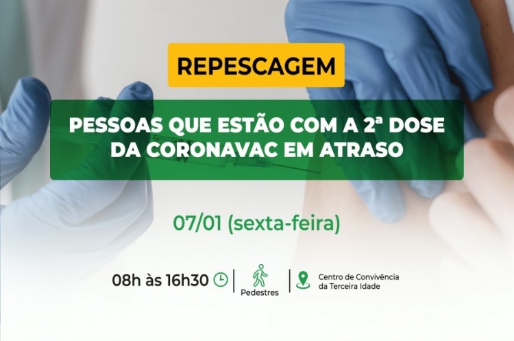 Saúde aplicará reforço para quem ainda não tomou a segunda dose da CoronaVac