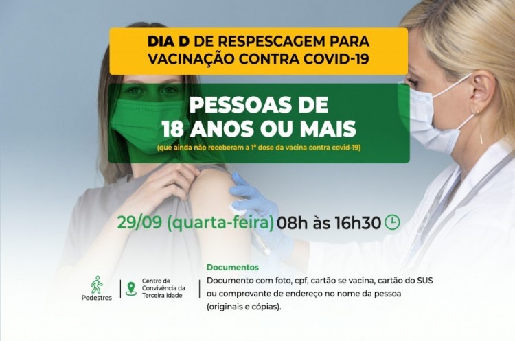 Covid-19: Catalão tem repescagem para imunizar população a partir de 18 anos que ainda não recebeu a primeira dose