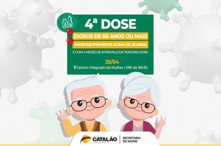 Saúde convoca idosos de 60 anos ou mais e imunossuprimidos para receberem a quarta dose