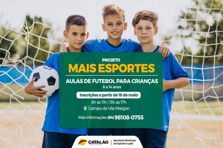 Inscrições abertas! Aulas gratuitas de futebol para crianças e adolescentes de 6 a 14 anos