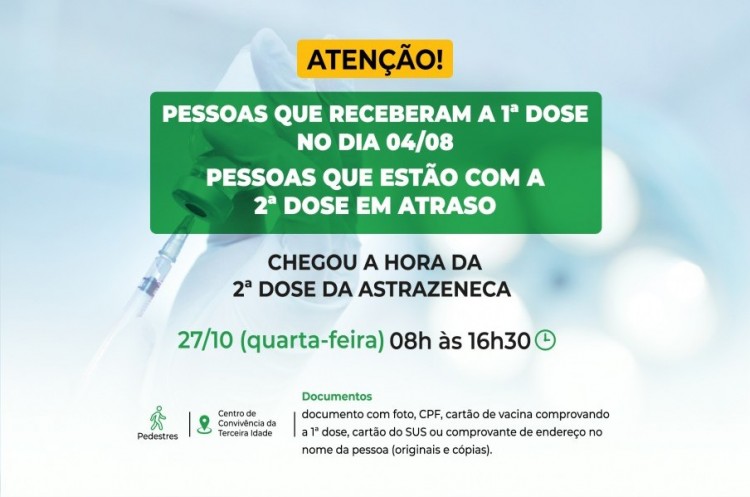 Segunda dose AstraZeneca: Saúde convoca pessoas que receberam a primeira vacina no dia 04 de Agosto 