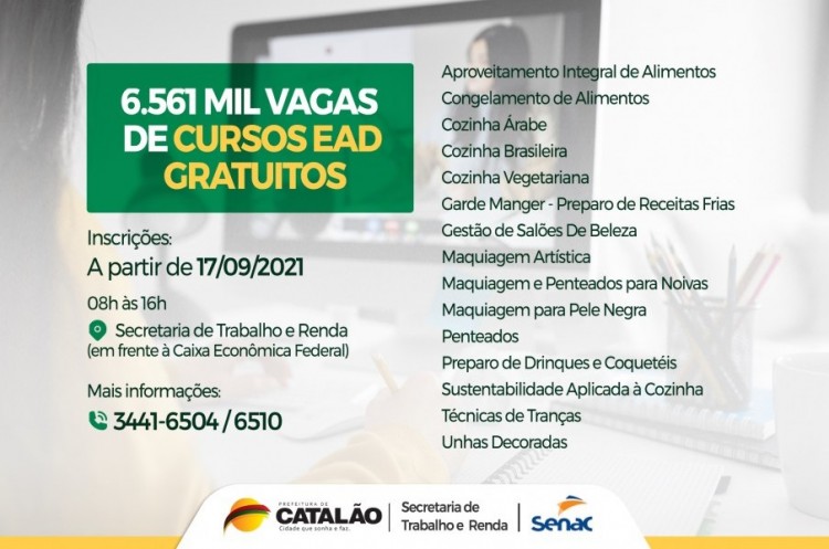 Senac e Secretaria de Trabalho e Renda disponibilizam mais de 6 mil vagas para cursos EAD gratuitos