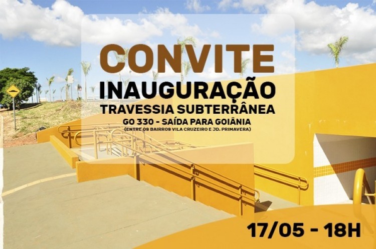 Travessia subterrânea será inaugurada em cerimônia oficial com atividades para a população