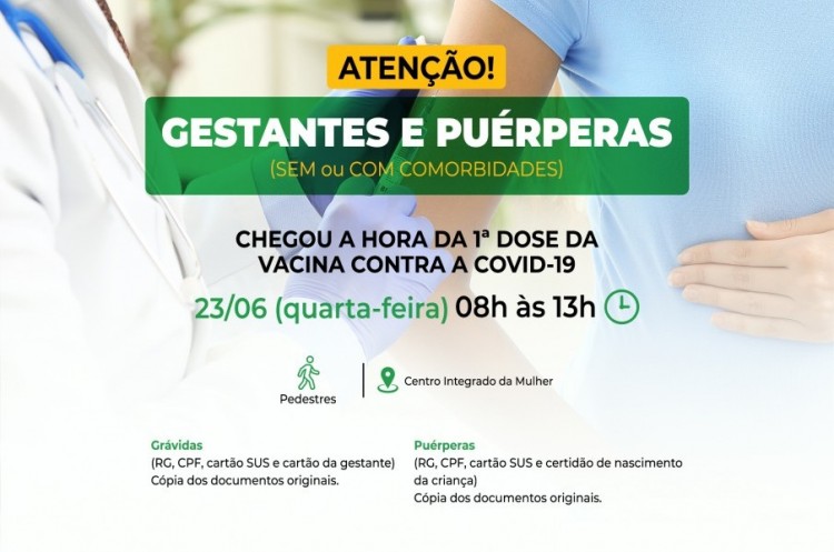 Covid-19: Catalão abre novamente vacinação para gestantes e puérperas