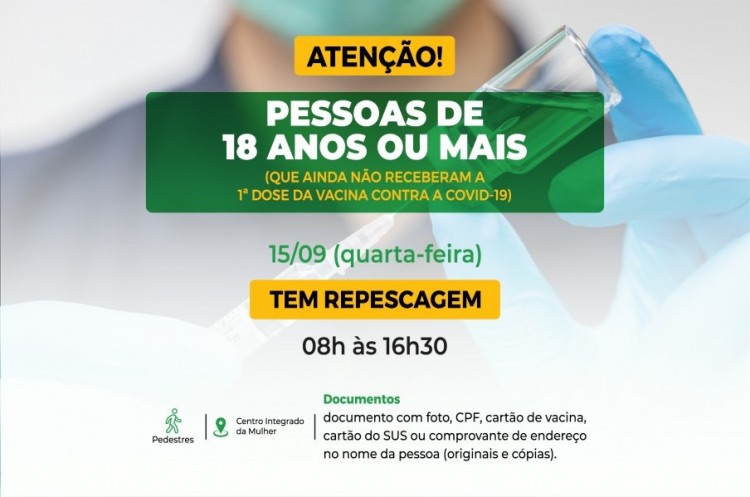 Covid-19: Catalão tem repescagem para imunizar população a partir de 18 anos que ainda não recebeu a primeira dose