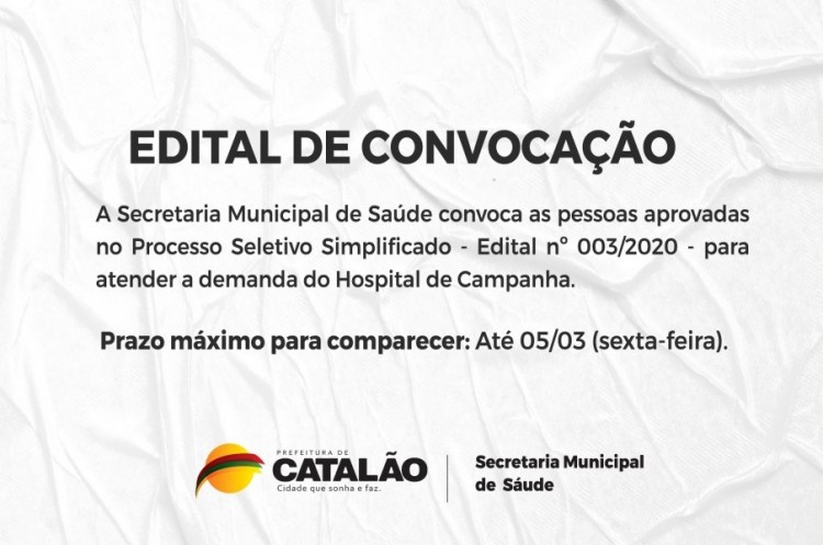 Nova convocação: aprovados em processo seletivo para atuar no Hospital de Campanha têm até sexta para apresentar documentação