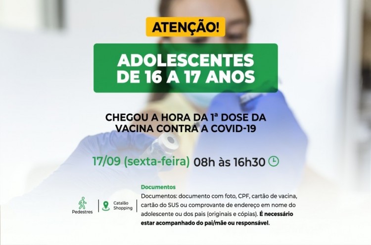 Covid-19: Catalão vacinará jovens de 16 e 17 anos nesta sexta