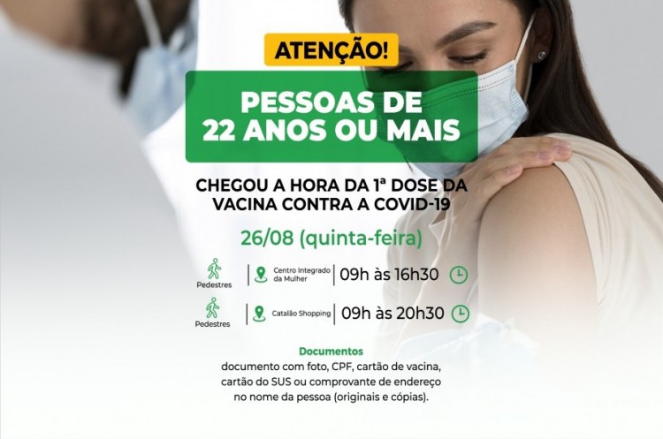 Catalão abrirá vacinação para pessoas com 22 anos ou mais 