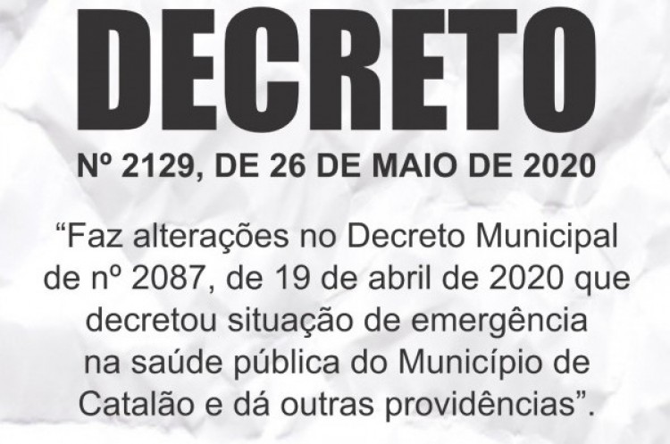 Decreto Municipal de nº 2129 de 26 de Maio de 2020