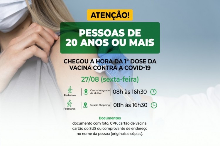 Catalão abrirá vacinação para pessoas com 20 anos ou mais 