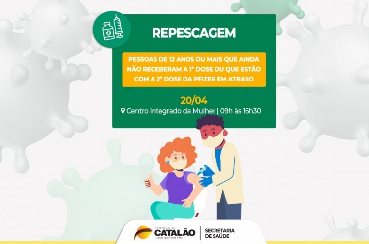 Repescagem: Saúde convoca população de 12 anos ou mais para receber a primeira dose