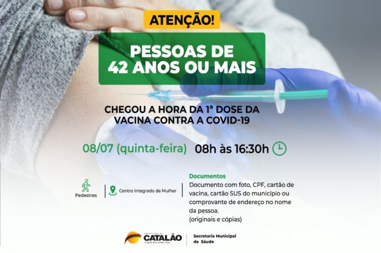 Covid-19: Catalão abrirá vacinação para pessoas com 42 anos 