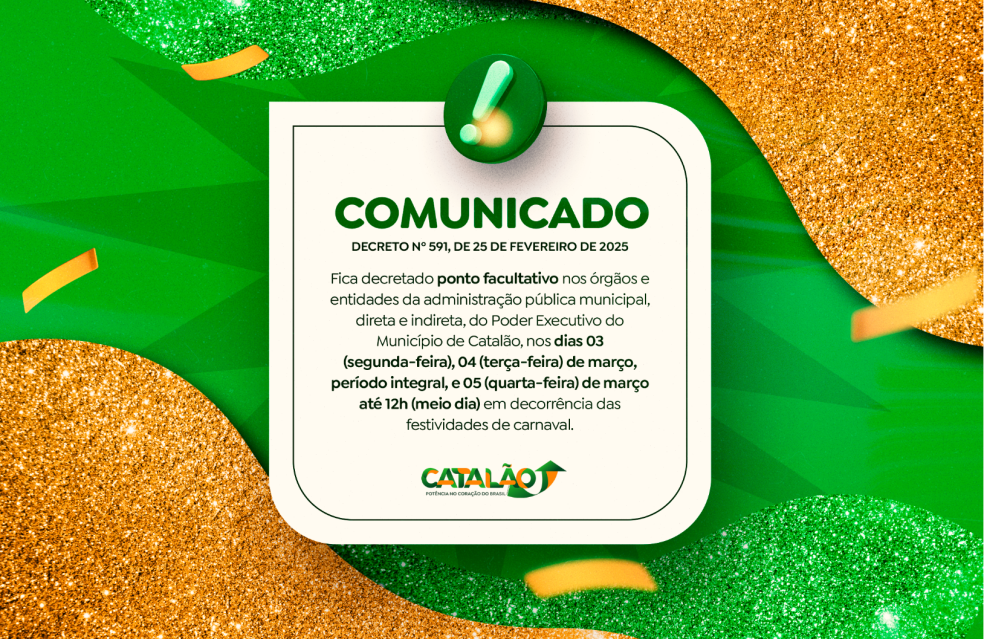 Prefeitura decreta ponto facultativo no período do Carnaval