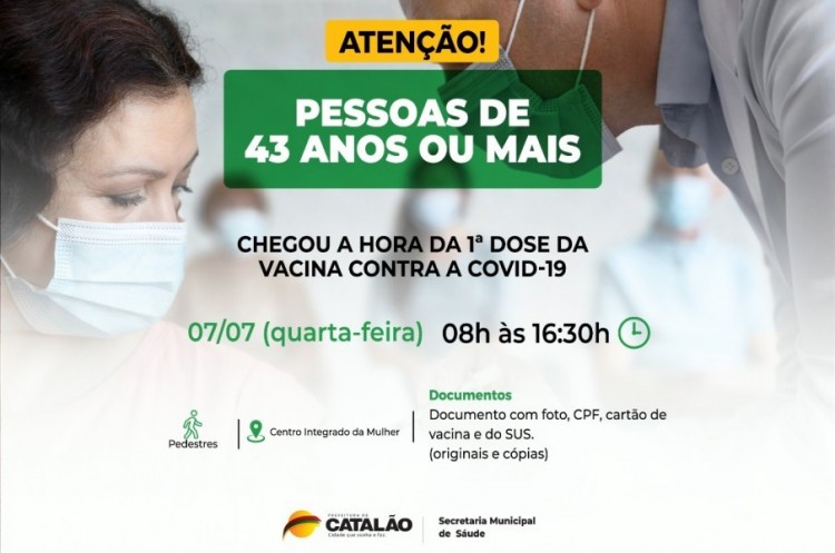 Covid-19: Catalão abrirá vacinação para pessoas com 43 anos 