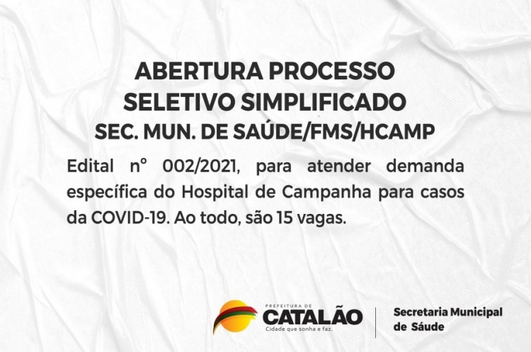 Novo Processo Seletivo: inscrições abertas para contratação de profissionais da saúde