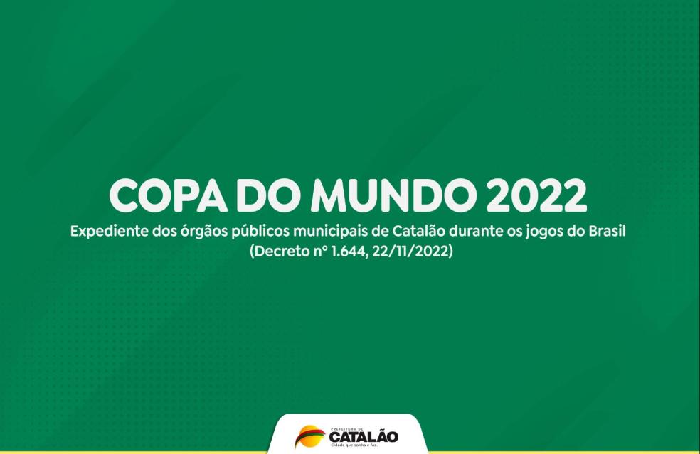 Prefeitura de Catalão define regras para expediente em dias de jogos do Brasil na Copa Mundo 2022