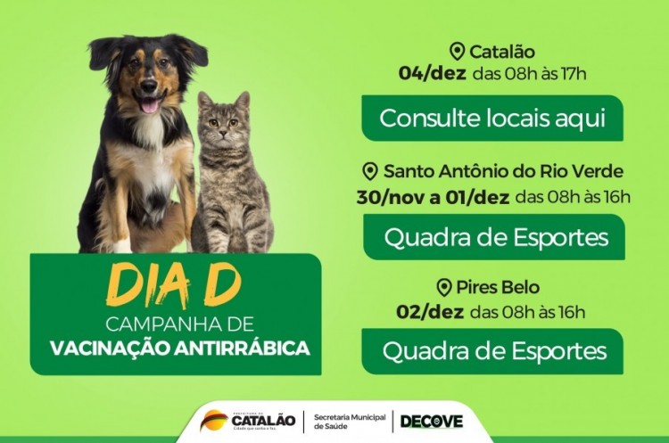 Dia D da Campanha de Vacinação Antirrábica é neste sábado (04)