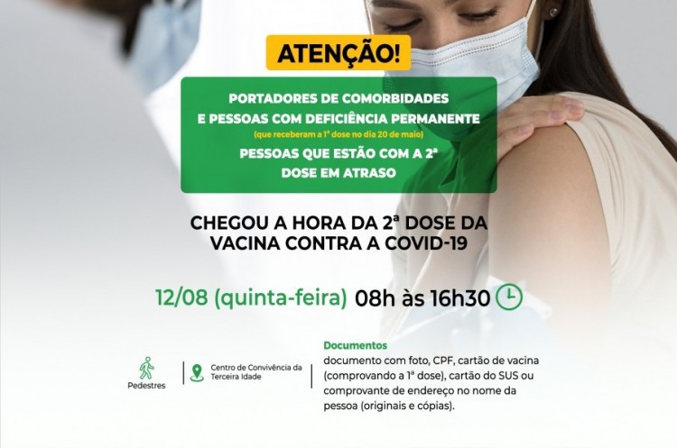 Covid-19: Portadores de comorbidades, pessoas com deficiência permanente e pessoas com segunda dose em atraso receberão reforço da AstraZeneca nesta quinta