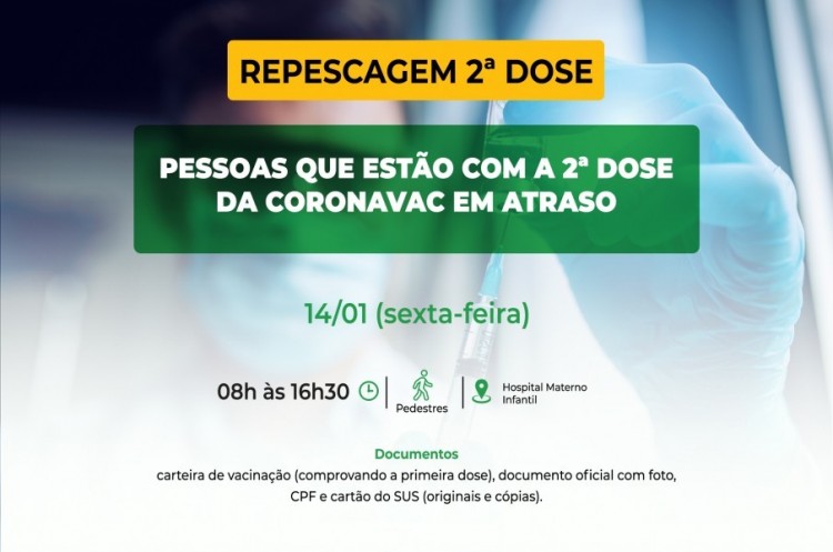 Saúde aplicará reforço para quem ainda não tomou a segunda dose da CoronaVac