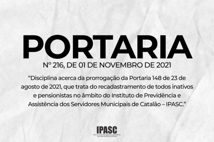 PORTARIA Nº216 de 01 DE NOVEMBRO DE 2021