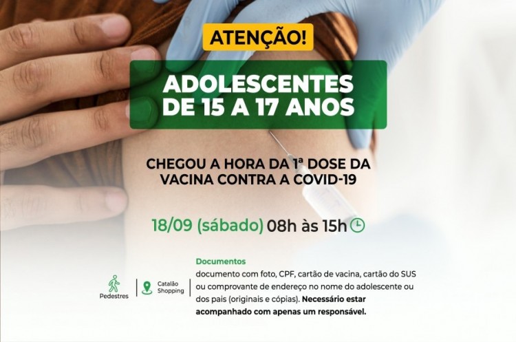 Covid-19: Catalão vacinará jovens de 15 a 17 anos neste sábado