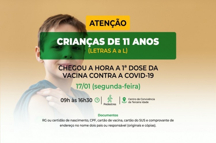 Catalão abrirá vacinação para crianças de 11 anos