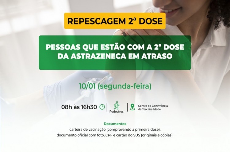 Saúde aplicará reforço para quem ainda não tomou a segunda dose da AstraZeneca