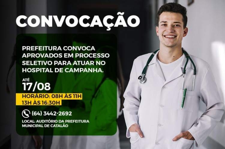 Prefeitura convoca aprovados em processo seletivo para atuar no Hospital de Campanha