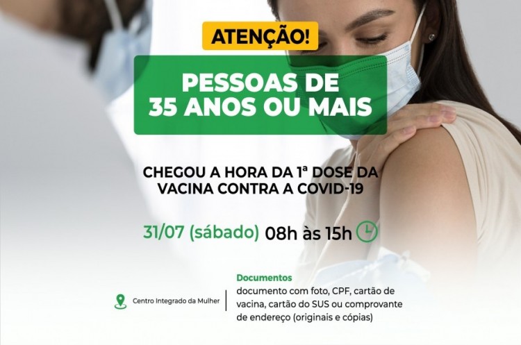 Vacinação neste sábado: Catalão aplicará primeira dose contra covid-19 em pessoas com 35 anos ou mais