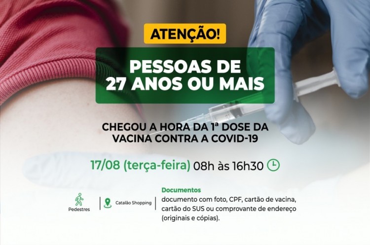 Covid-19: todas as pessoas com 27 anos ou mais poderão se vacinar nesta terça