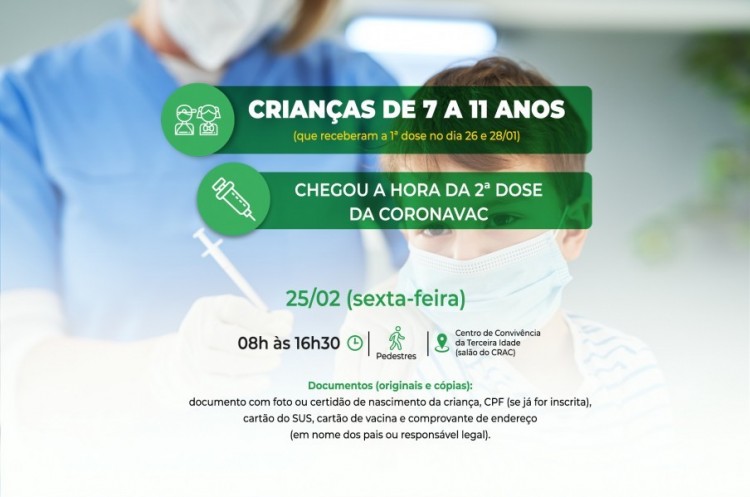 Covid-19: Crianças de 7 a 11 anos receberão a segunda dose da Coronavac nesta sexta-feira 