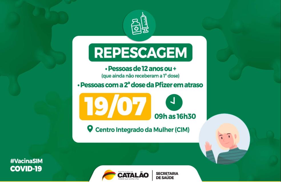 Saúde convoca população de 12 anos ou mais para receber a primeira dose.