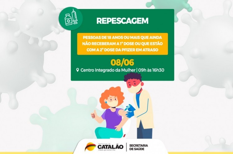 Repescagem: Saúde convoca população de 18 anos ou mais para receber a primeira dose