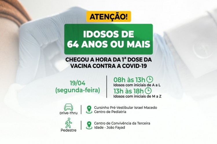 Com a chegada de 1.800 novas doses da vacina contra a Covid-19, Catalão começará imunização de idosos com 64 anos ou mais 