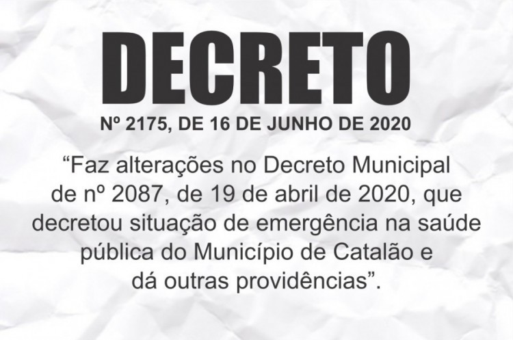 Decreto nº 2175 de 16 de Junho de 2020