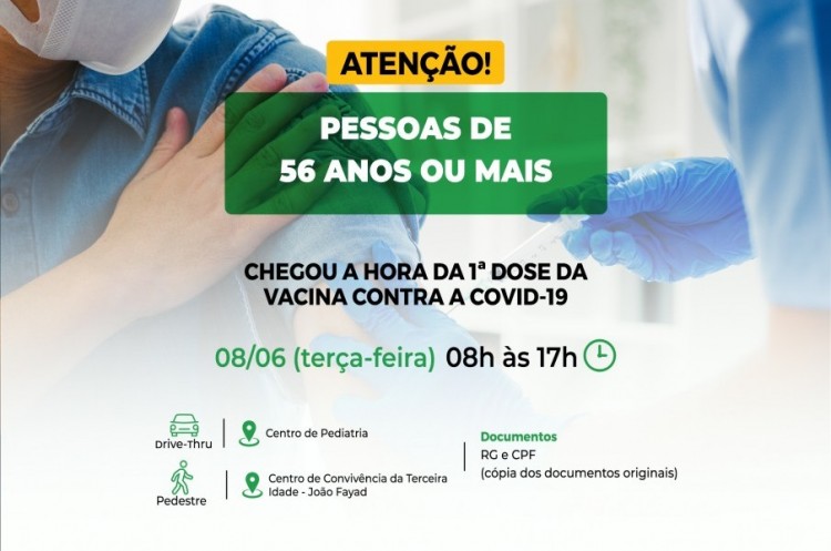 Covid-19: Catalão abre vacinação para pessoas com 56 anos