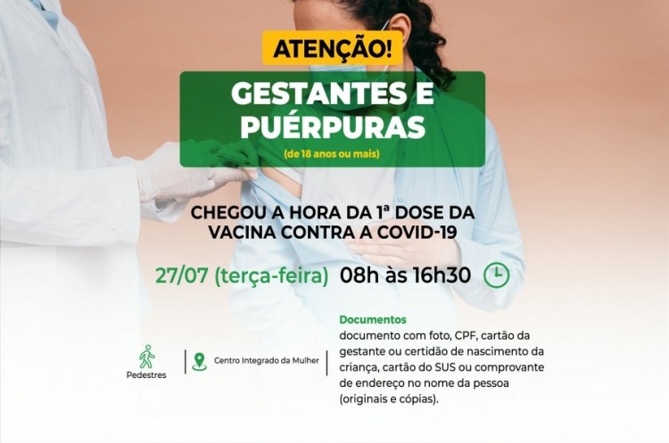 Covid-19: Catalão abre vacinação novamente para gestantes e puérperas