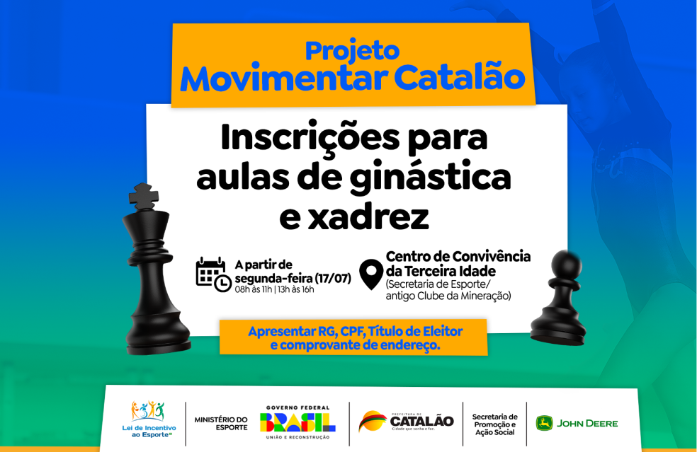 PROJETO MOVIMENTAR CATALÃO: Pessoas acima de 60 anos terão aulas gratuitas de ginástica e xadrez em projeto coordenado pela Ação Social da Prefeitura de Catalão