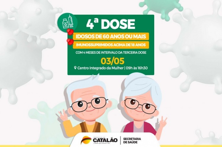 Saúde convoca idosos de 60 anos ou mais e imunossuprimidos para receberem a quarta dose 