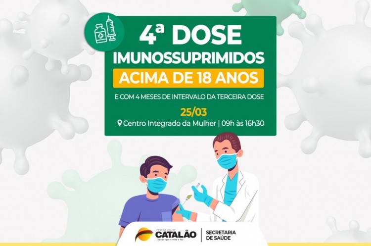 Saúde convoca imunossuprimidos para receberem Dose Reforço (4ª dose)