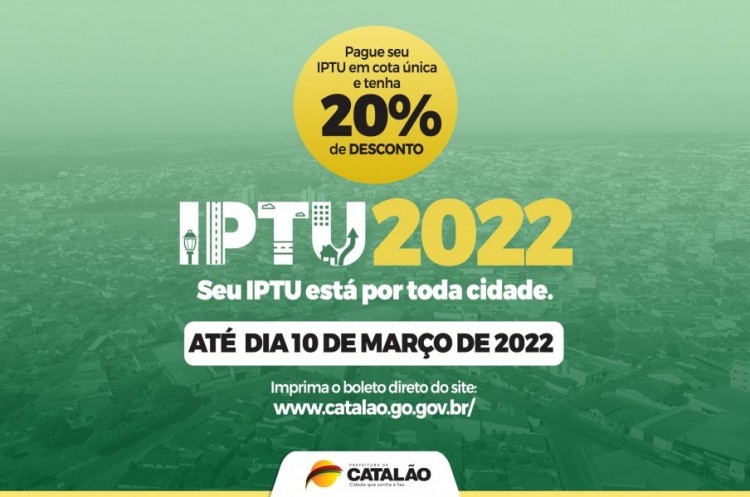 IPTU 2022: guias já estão disponíveis no site da Prefeitura de Catalão