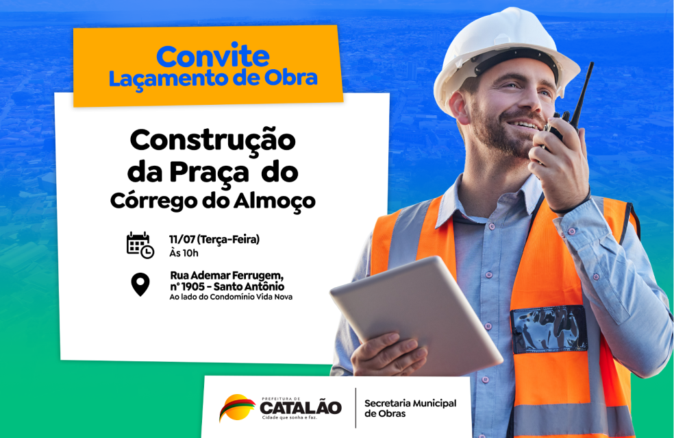 Obra de construção da Praça do Córrego do Almoço será lançada nesta terça-feira (11), pelo Prefeito Adib Elias