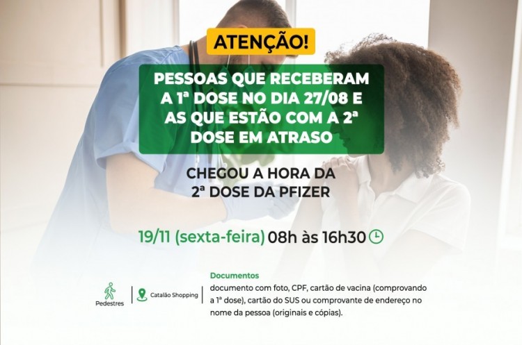 Saúde aplicará reforço para quem tomou a primeira dose no dia 28 de Agosto