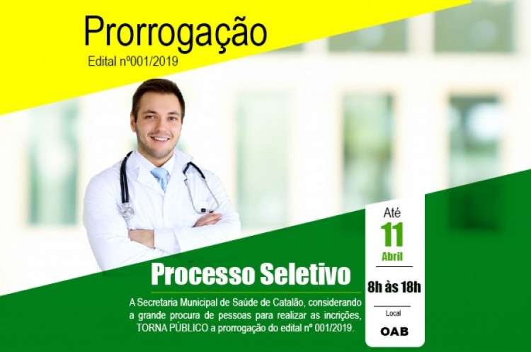 Prorrogadas as inscrições do processo seletivo da Saúde