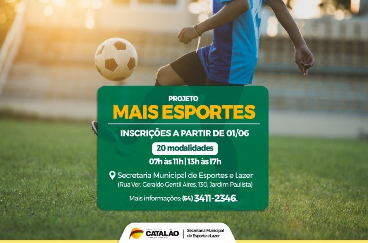 Prefeitura de Catalão reativa o Projeto Mais Esportes e volta a oferecer gratuitamente 20 modalidades 