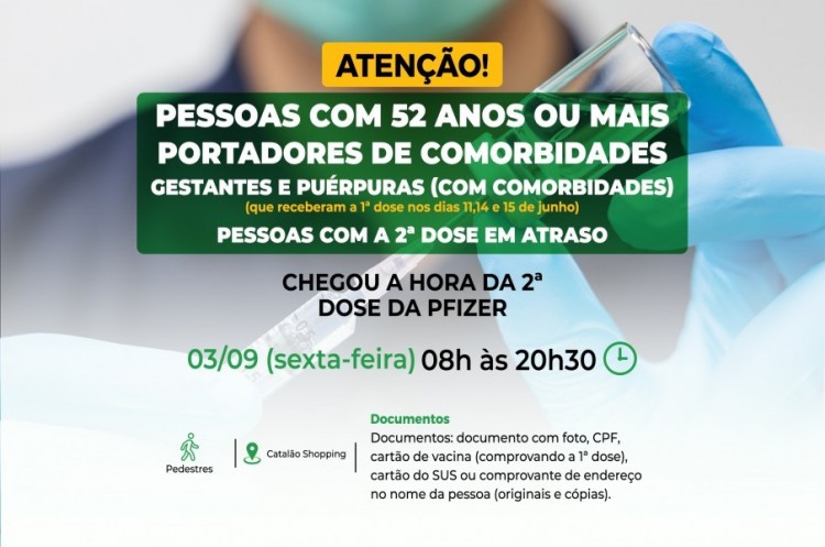 População com 52 anos ou mais, portadores de comorbidades, gestantes, puérperas e pessoas com segunda dose em atraso