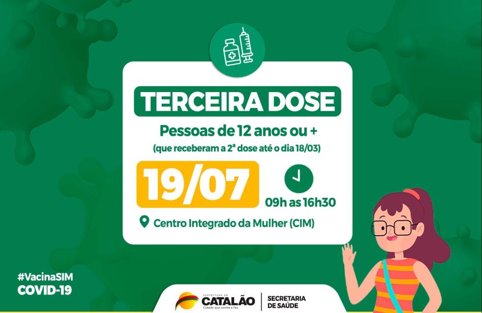 Saúde convoca pessoas com de 12 anos ou mais para receberem a Terceira Dose