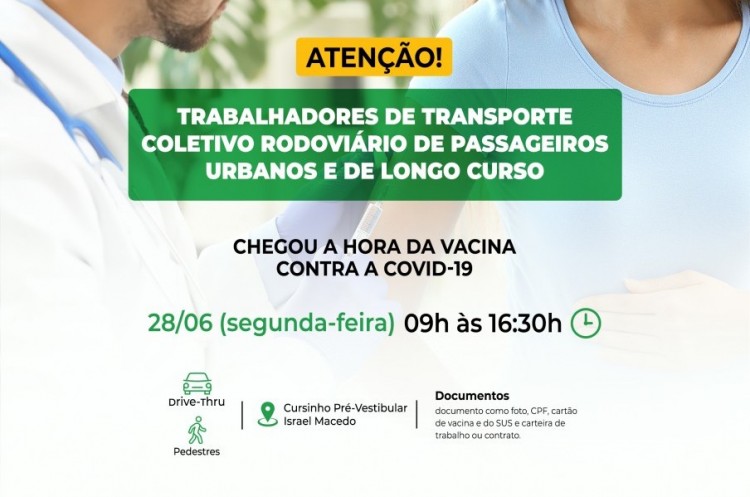 Covid-19: Catalão abrirá vacinação para trabalhadores de transporte coletivo rodoviário de passageiros urbanos e de longo curso