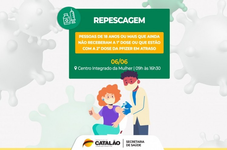 Repescagem: Saúde convoca população de 18 anos ou mais para receber a primeira dose